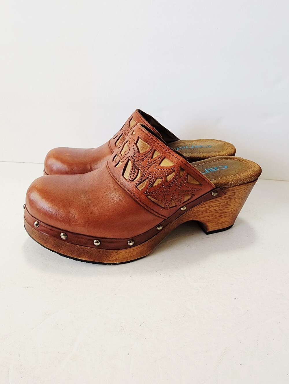 Candie's Y2K Brown Leather Studded Clog Mules Size 7 - Picture 2 of 9